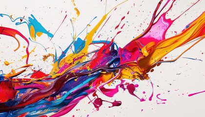 colorful paint splash on a white background, in the style of interactive artwork, 3d, bold colors, strong lines, vibrant murals, holotone printing, colorist