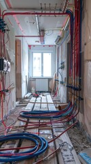 installation of underfloor heating in an house under renovation