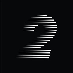Number 2 with Abstract Line Pattern