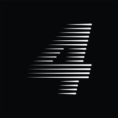 Number 4 with Abstract Line Pattern