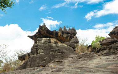 Nature rock formations Shape. over blue sky with white cloud.