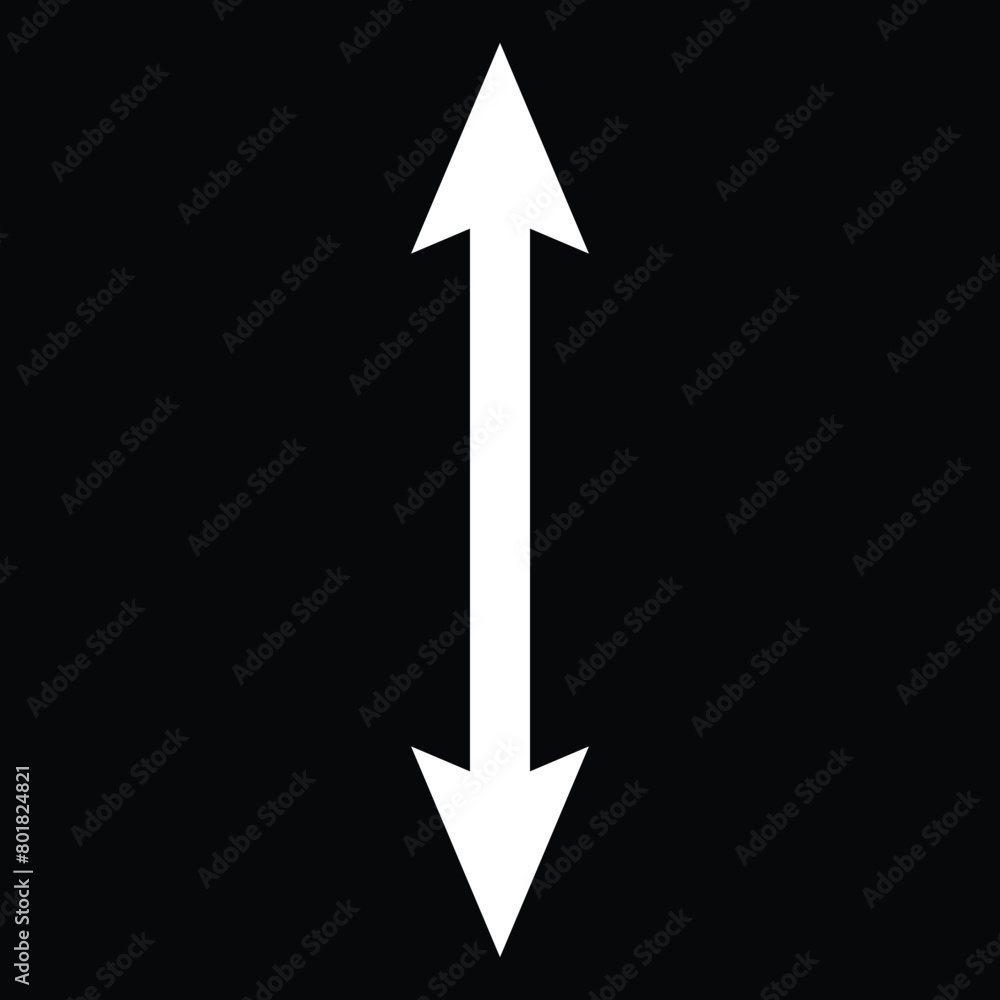 Poster white horizontal long dual arrow. straight two headed white arrow cursor, horizontal element, thick 