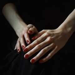 perfect hands of a woman, dark background