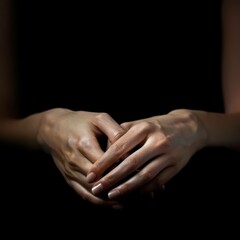 perfect hands of a woman, dark background