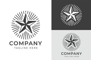Retro Vintage West Country Texas Shining Star Badge Emblem Label Stamp Logo Design Vector