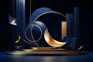 3d rendering of  realistic composition primitives. Abstract theme for trendy designs,  generated by AI.