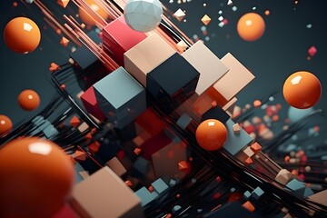 3d rendering of realistic composition primitives. Abstract theme for trendy designs,  generated by AI.