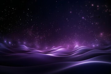 3D illustration of purple stripes in the form of waves with sparkles, futuristic background, generated by AI.