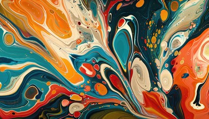 marbling art, color combination, realistic liquid motion, in the style of ebru, organic and fluid