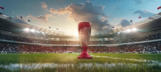 soccer cup in a football stadium scenery - obrazy, fototapety, plakaty