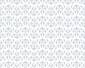 Flower geometric pattern. Seamless vector background. White and gray ornament
