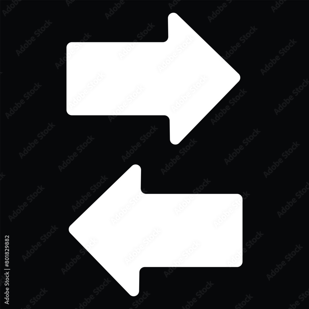 Poster white icon on black background. inversion . vector arrow icon pointing to the right. vector white il