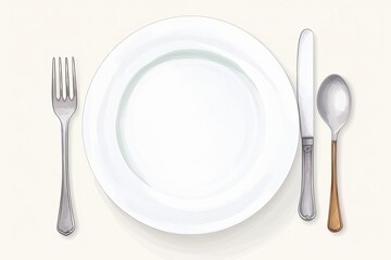 Simple dinner setting, white plate