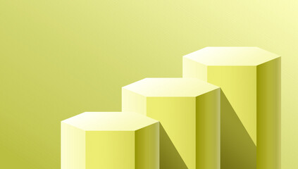 gold polygon podium stage 3d Abstract minimal scene mockup products display, Stage showcase. Vector geometric forms.	