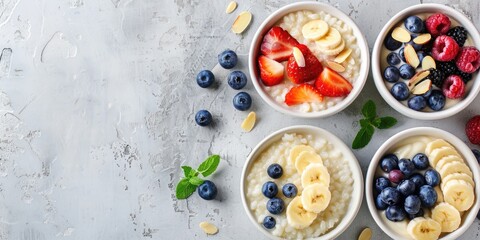 Healthy Breakfast Bowls with Fresh Berries, Banana, and Yogurt