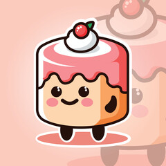 cake mascot hand draw illustration logo 2