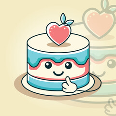 cake mascot hand draw illustration logo 3