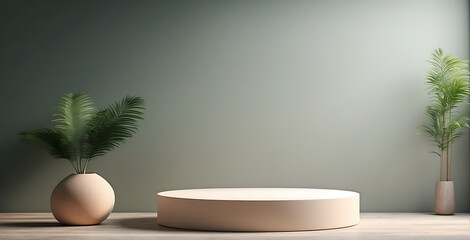 Fototapeta premium Empty beautiful 3D round podium with copy space Perfect platform for showing your products