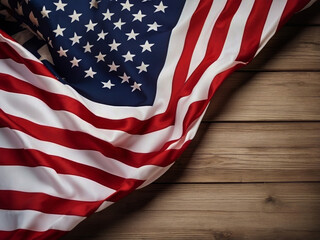 Obraz premium American national flag, logo banner of USA patriotism, stars and stripes with text USA, democracy, and freedom design.