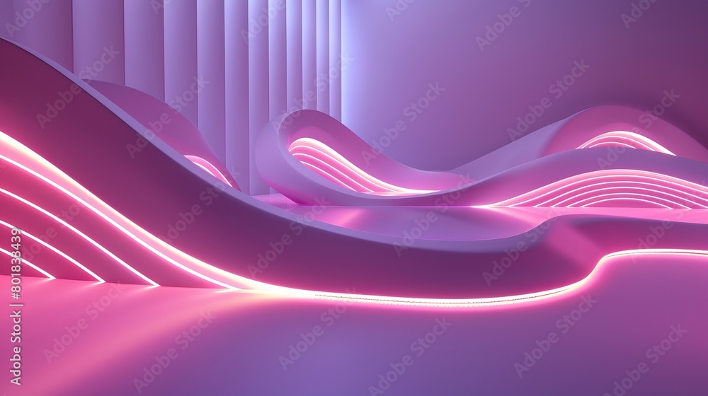Wall mural abstract 3d render with line shapes and light in the background