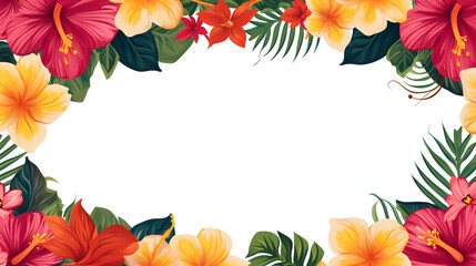 Digital vintage watercolor hawaiian rectangle tropical flower abstract graphic poster web page PPT background