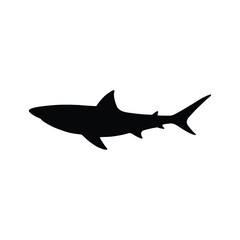 Big Fish silhouette in line art style. Fish vector by hand drawing. Fish tattoo on white background. Black and white fish vector on white background. Marine animal illustration. Marine life animal