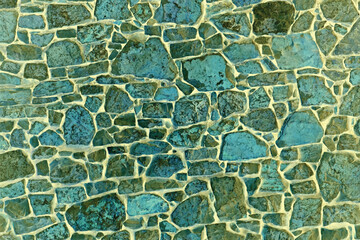 Green Stone Blocks Wall Grunge Texture Background