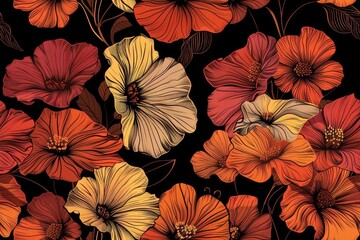 Floral sketchbook. Handdrawn pattern for creative fabrics