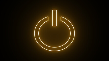 Glowing yellow neon power icon button Icons that are turned on and off Buttons, Power Switch Icons, Energy Switch Sign, Turn-Off Symbol, and Shutdown Energy Icon
