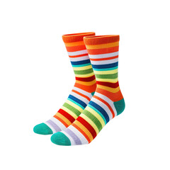 pair of colorful socks on transparent background, clipping path, png, 