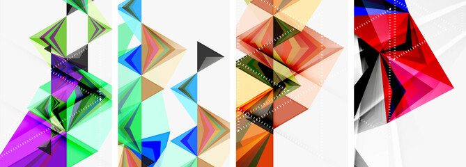 A collection of colorful geometric shapes such as triangles and rectangles, showcasing creativity in art through tints and shades, symmetry, patterns, and visual arts