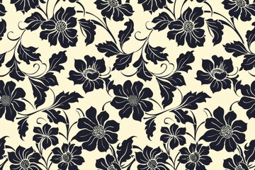 Crafty blossoms. Seamless pattern for artistic fabric projects