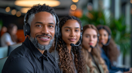 Obraz premium Team of Tech Support Operators