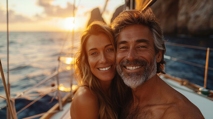 Couple Enjoying Sunset on Yacht