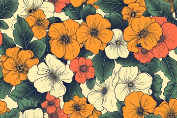 Crafty floral tapestry. Seamless pattern for fabric design