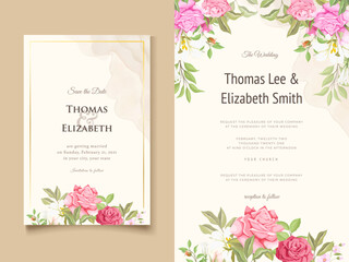 Elegant Floral Vector Wedding Invitation Template Design