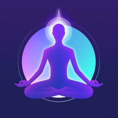 A minimalist logo design featuring a personoid figure sitting with their legs folded in meditation, symbolizing tranquility and mindfulness. Perfect for applications promoting mental well-being