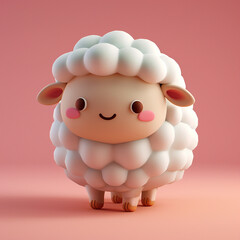 Fototapeta premium cute 3d sheep character animal in background studio
