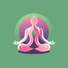 Fototapeta na wymiar A minimalist logo design featuring a personoid figure sitting with their legs folded in meditation, symbolizing tranquility and mindfulness. Perfect for applications promoting mental well-being