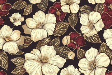Crafty floral dreamscape. Seamless pattern for fabric art