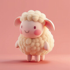 cute 3d sheep character animal in background studio