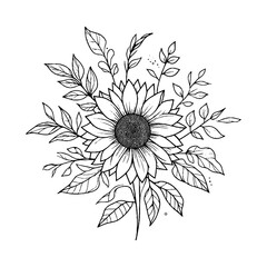 a line art sun flower
