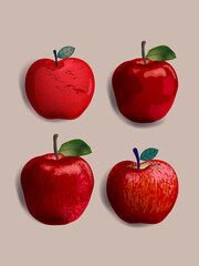 Apple fruit  vector illustration. Food ingredient concept for organic products, harvest healthy, vegetarian, diet food.