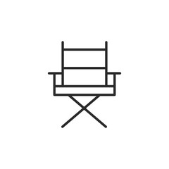 Icon representing a film director's chair, a symbol of leadership and control on movie sets. Suitable for use in film production and cinema industry-related designs. Vector illustration.