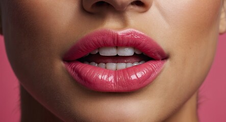 Obraz premium close up lips of woman beauty and fashion - naughty behavior and glamourous temptation