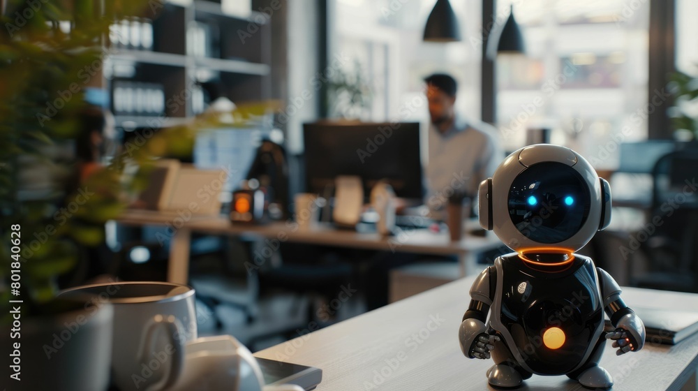 Aufkleber the picture of the robot working as the assistance for the human to provide assist and support, the 