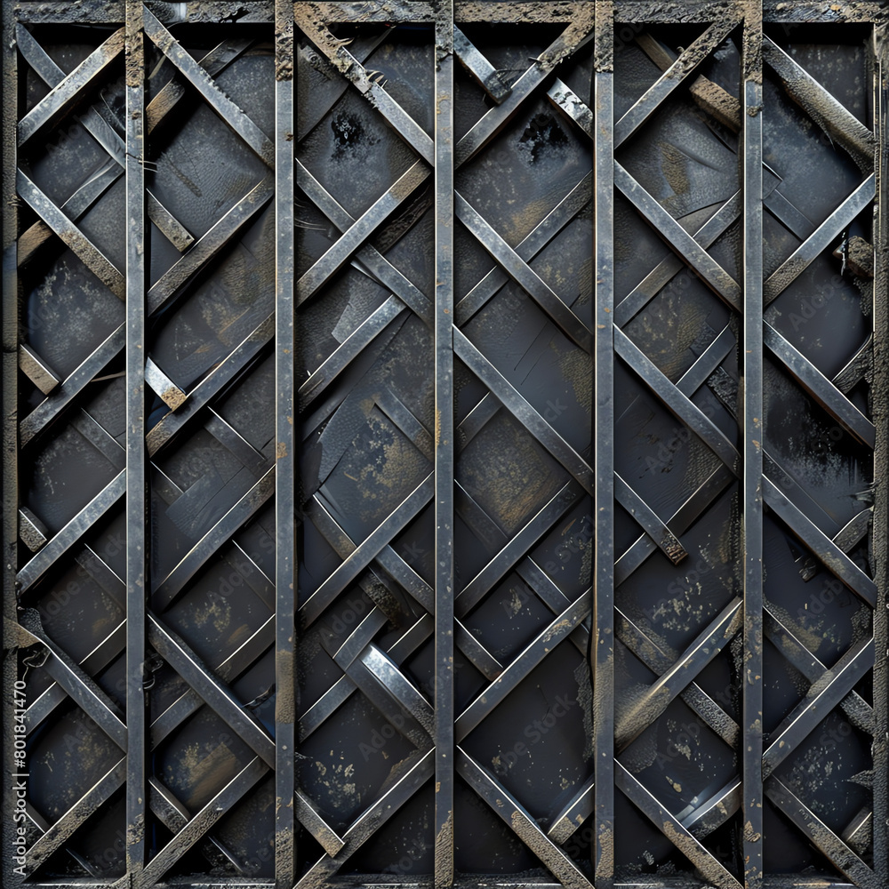 Poster wooden lattice design with a dark background in a dimly lit setting