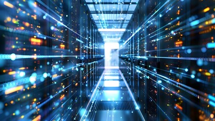 Futuristic internet technology for transferring and storing large amounts of data. Concept High-Speed Data Transfer, Cloud Storage Solutions, Advanced Networking Protocols