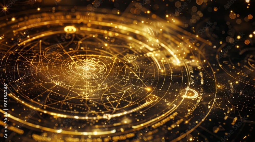 Poster a celestial map filled with constellations each one adorned with a unique hermetic symbol. as the st