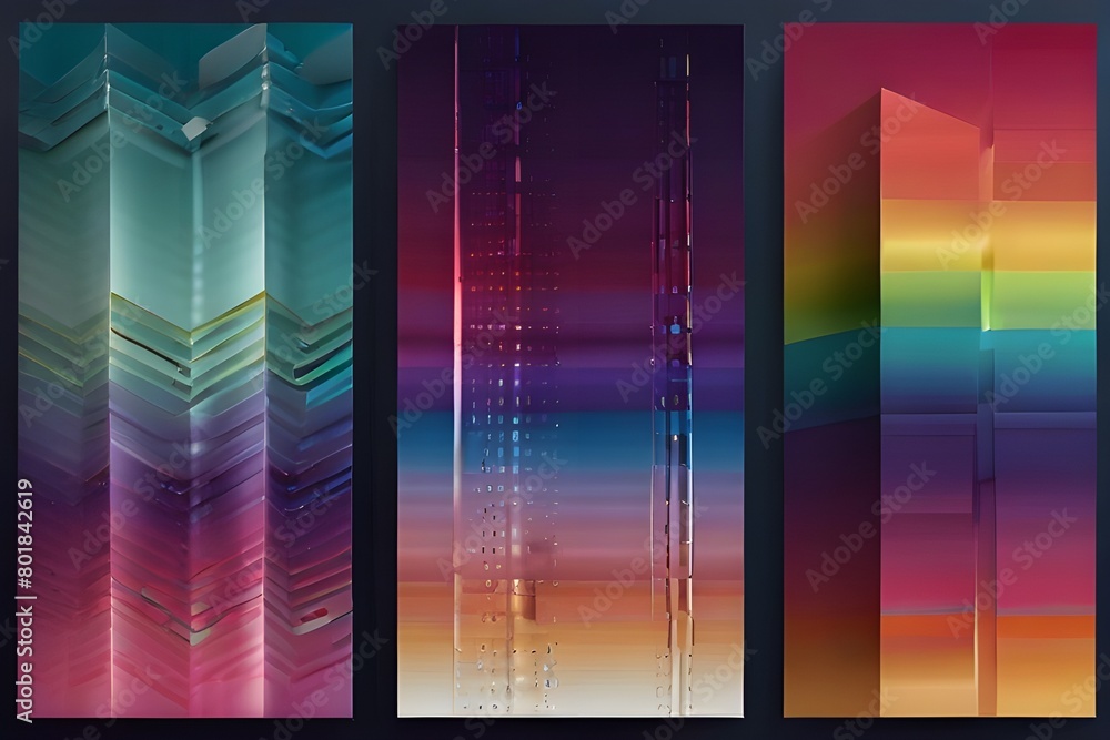 Aufkleber abstract gradient background vector set. minimalist style cover template with vibrant perspective 3d